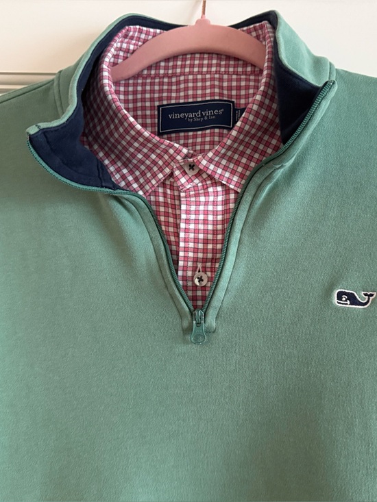 Vineyard Vines Other - Vineyard Vines Pink and White Gingham Button-Down Shirt and Green Pullover